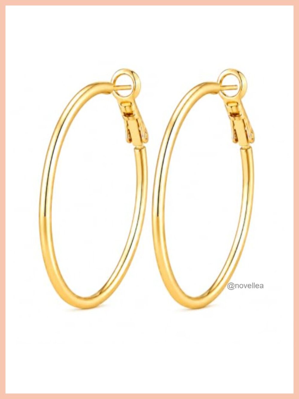 14K Gold Plated Hoop Earrings for Women Hypoallergenic 35mm